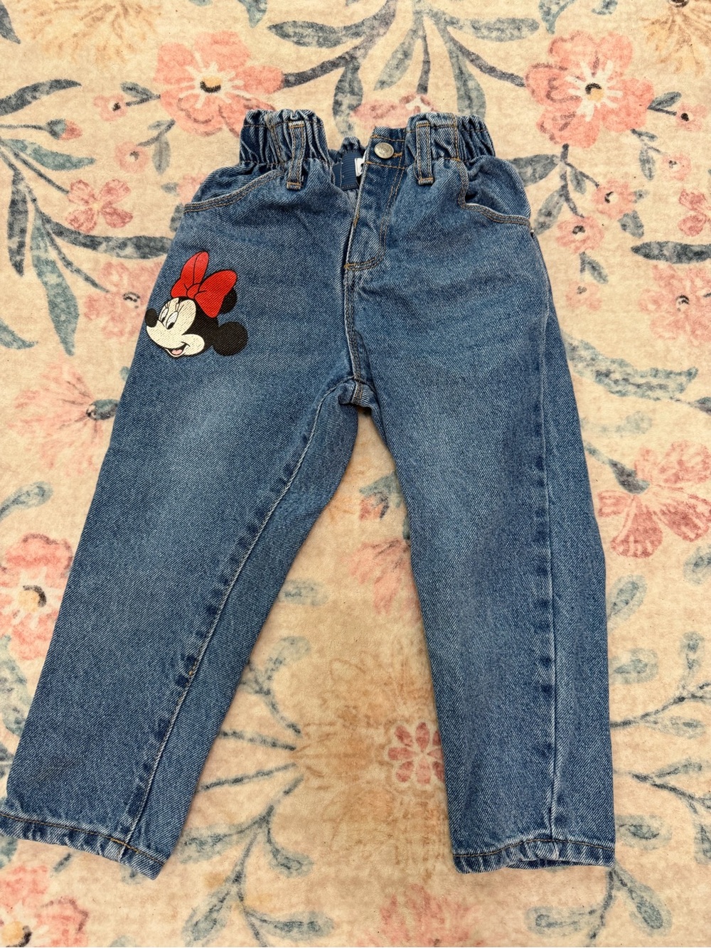 Disney Minnie Mouse Denim Jeans with Red Bow Accent